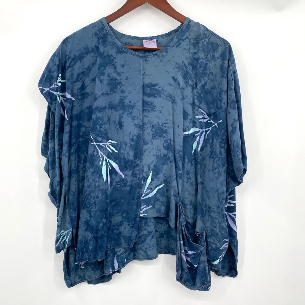 Earthroamer Imports Top Women’s One Size Rayon Blue Lagenlook Japanese Vintage